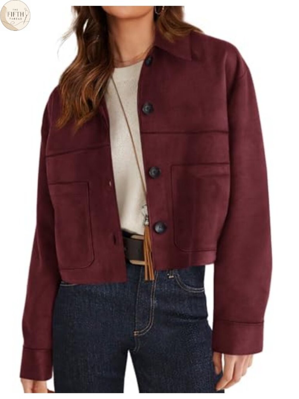 Faux Suede Shacket Jacket Lightweight Cropped Aviator Coat